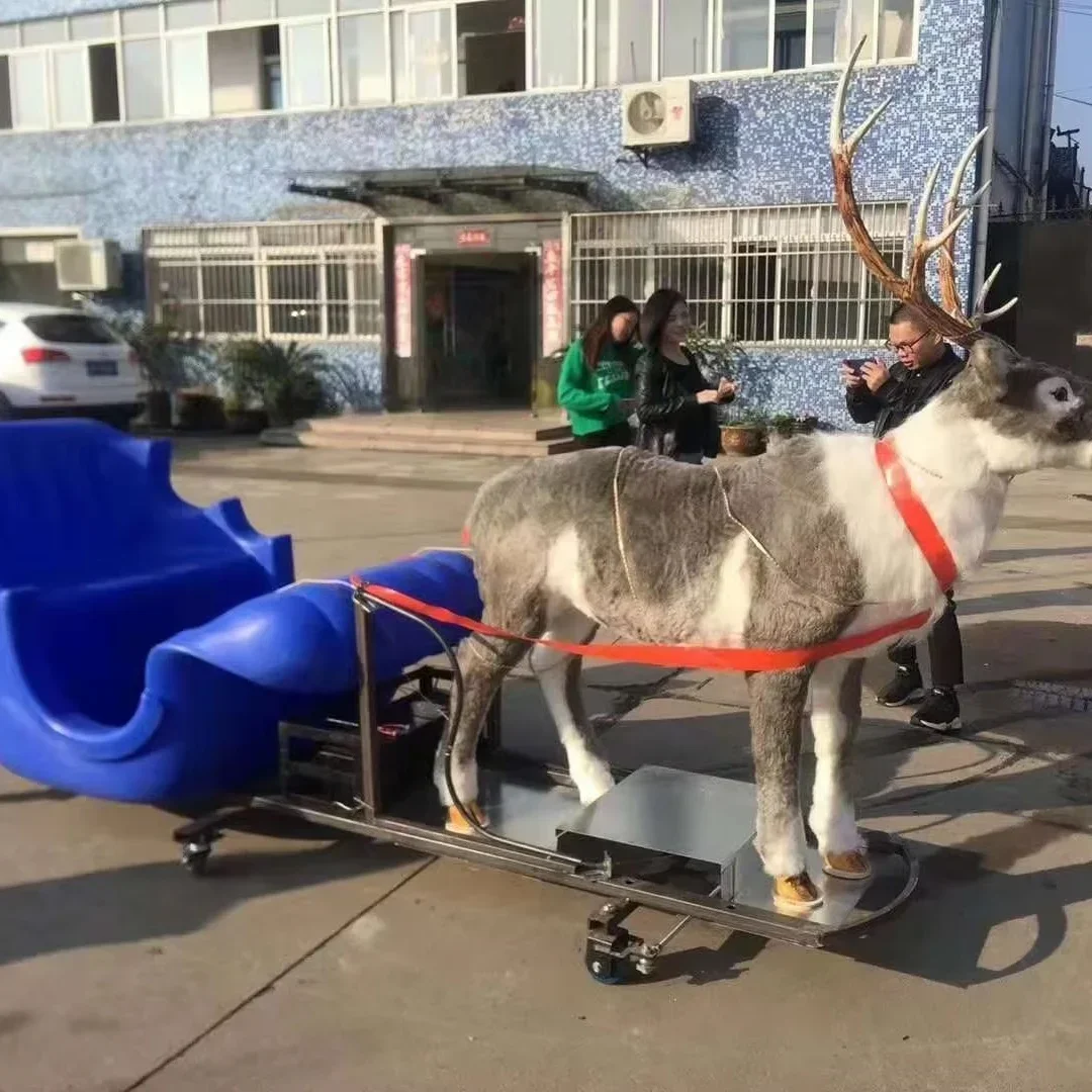 

Factory Ice Play Equipment Christmas Moose Sled Snow Pull Sleigh Electric Car