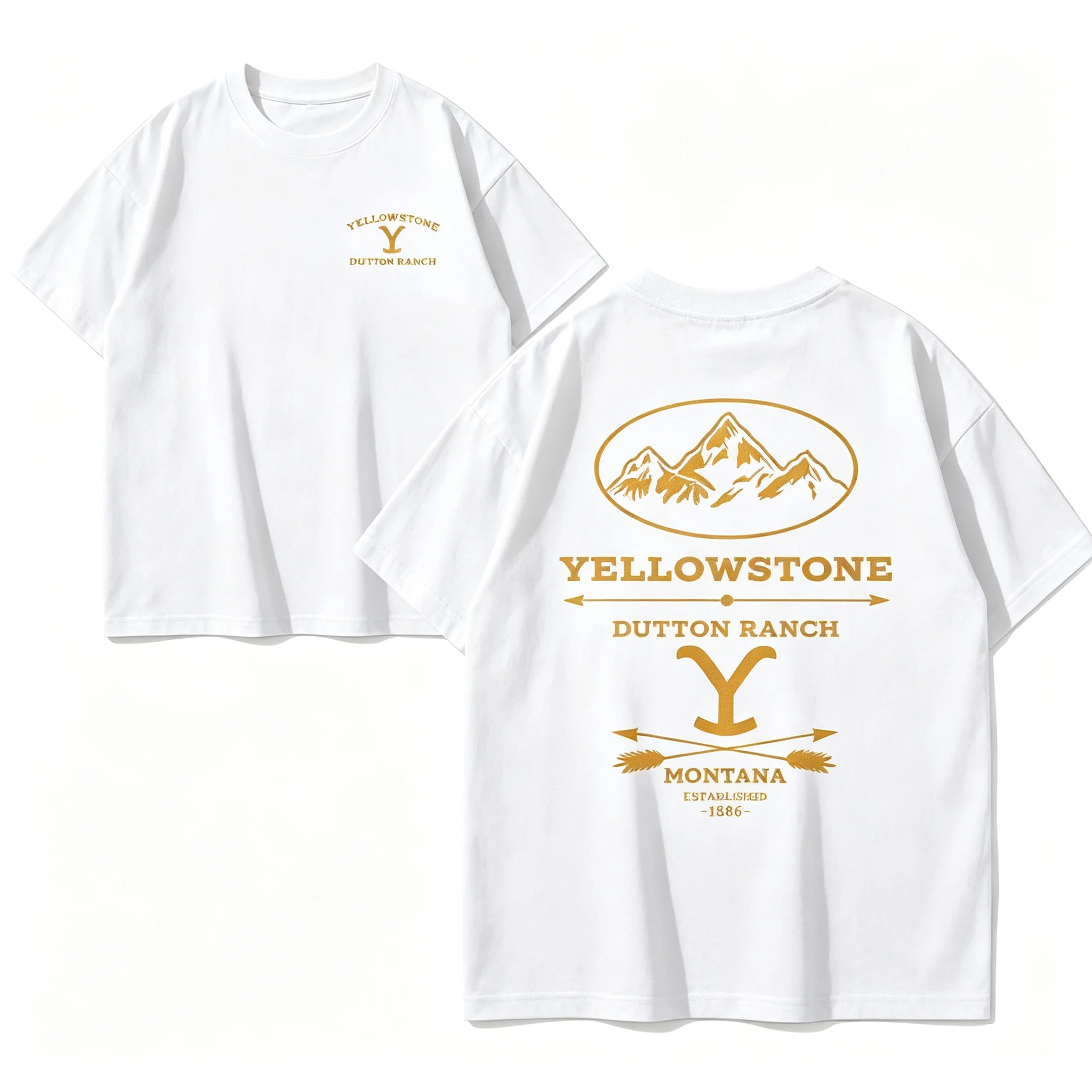 Men's Women's Oversized Crew Neck T-Shirt Yellowstone Dutton Ranch Montana Western Short Sleeve Vintage Country Casual Tee