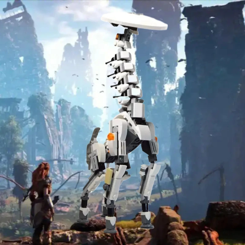 

MOC классический игровой персонаж, фигурки животных, модель Horizon, набор строительных блоков с длинным воротником и зверем, креативная игрушка «сделай сам», подарок для детей и взрослых