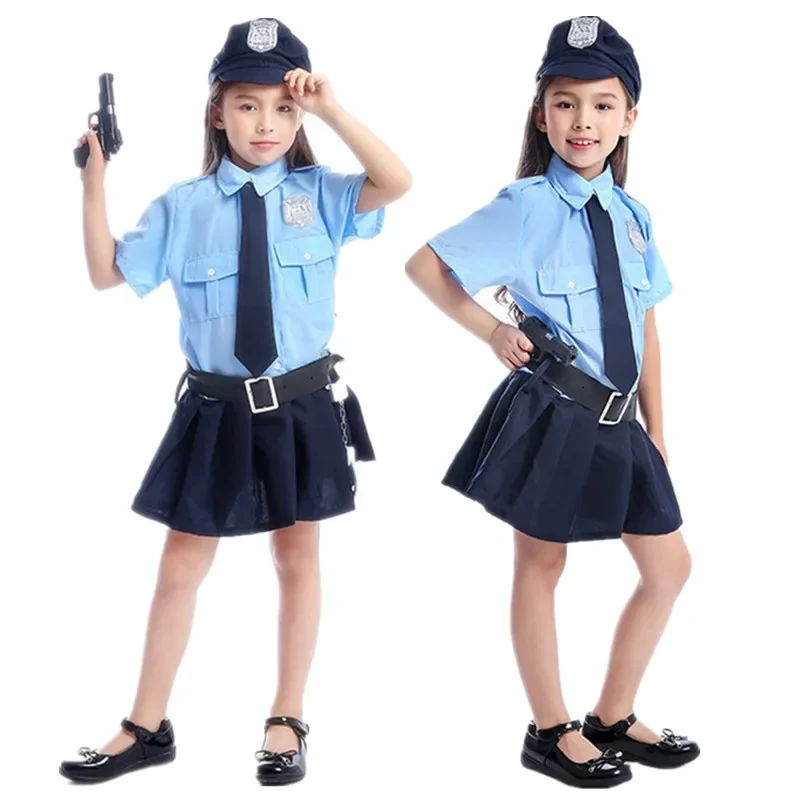 Halloween costumes for girls Cop Police Officer Costume Kids Child  Cosplay Policeman Uniform Party Fancy Dress Fantasy costume