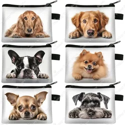 Cute Prone Dog Coin Purse Bulldog Beagle Chihuahua Schnauzer Head Painted Coin Bag Funny Lying Dogs Credit Card Money Bags Gift