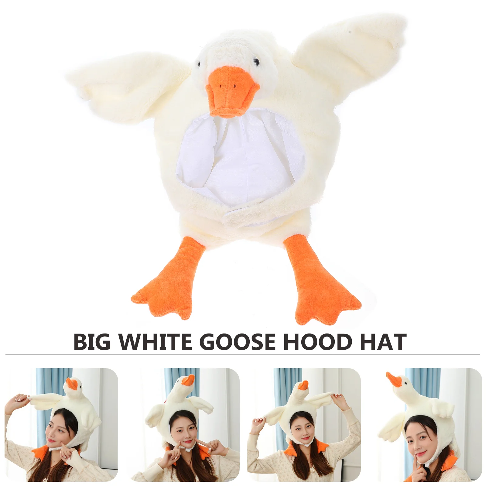 White Goose Headgear Festive Headgear Hat Plush Hat Creative Party Photo Prop Headdress Decor Lovely Party Hat Accessories