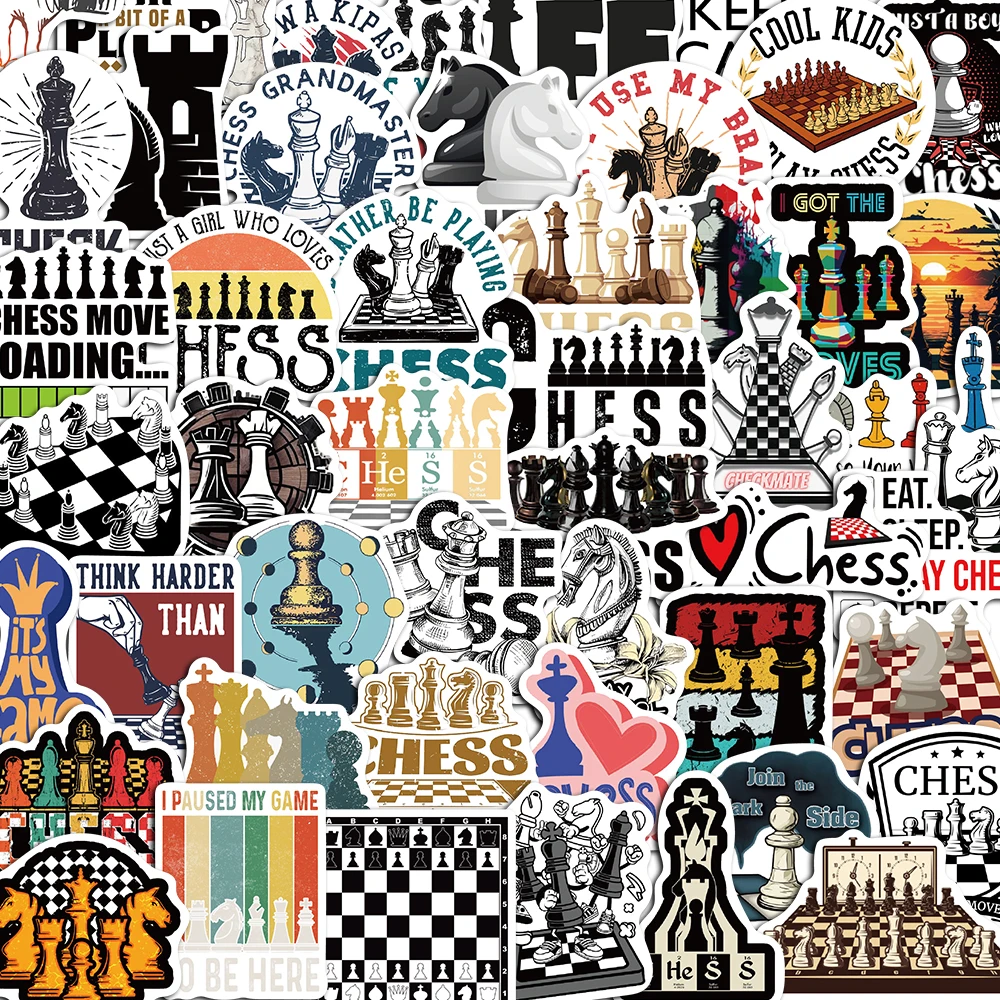 

10/50PCS Chess Game Board Game Cartoon Decor Stickers Pack DIY Skateboard Motorcycle Suitcase Stationery Decals Phone Laptop