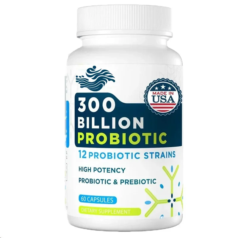 

300 Billion Colony Units of 12 Organic Probiotics Containing Prebiotics Promote Digestive,intestinal, Bloating 60 Capsules