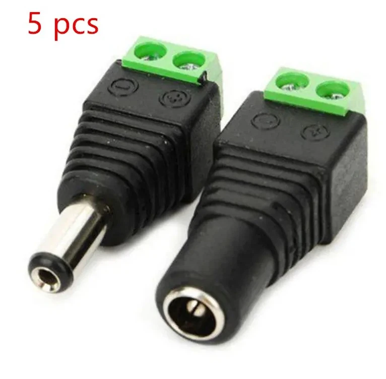 

5 гнездовых разъемов + 5 штекерных разъемов постоянного тока, разъем адаптера питания 2,1*5,5 мм, соединительный кабель