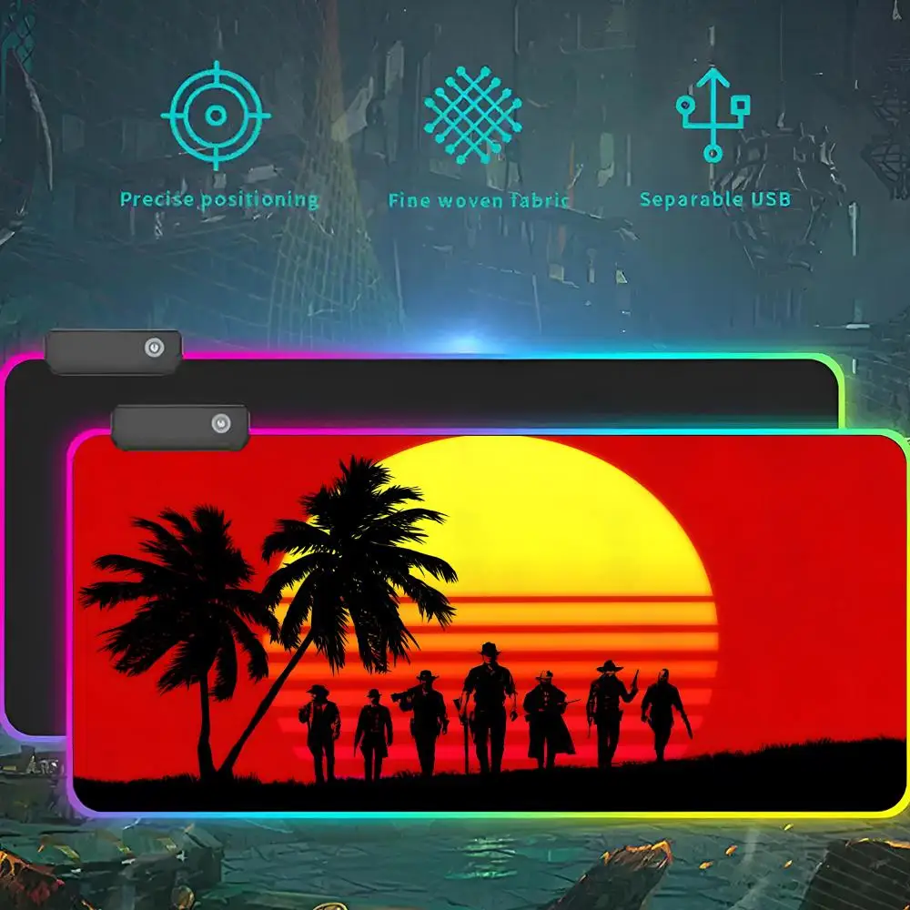 

Red Dead Redemption Mouse Pad RGB LED Light Gaming Mousepad Waterproof Large Gamer Mouse Carpet Big Mause Keyboard Pad PC Desk P