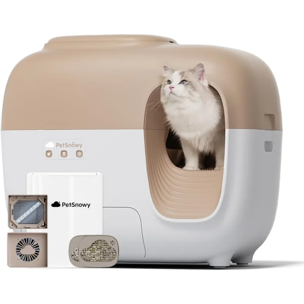 

Cat Bedpans, Odor Free Automatic Cat Litter Box Self Cleaning for 3.3-20 Lbs, Self-cleaning Litter Box