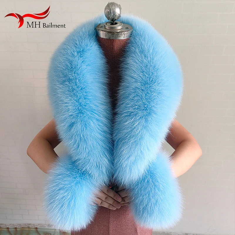 

100% Natural Fox Fur Scarf And Cuff Set Women Winter Jacket Fur Collar Authentic Neck Scarves Luxury Fox Fur Warm Neck Warmers