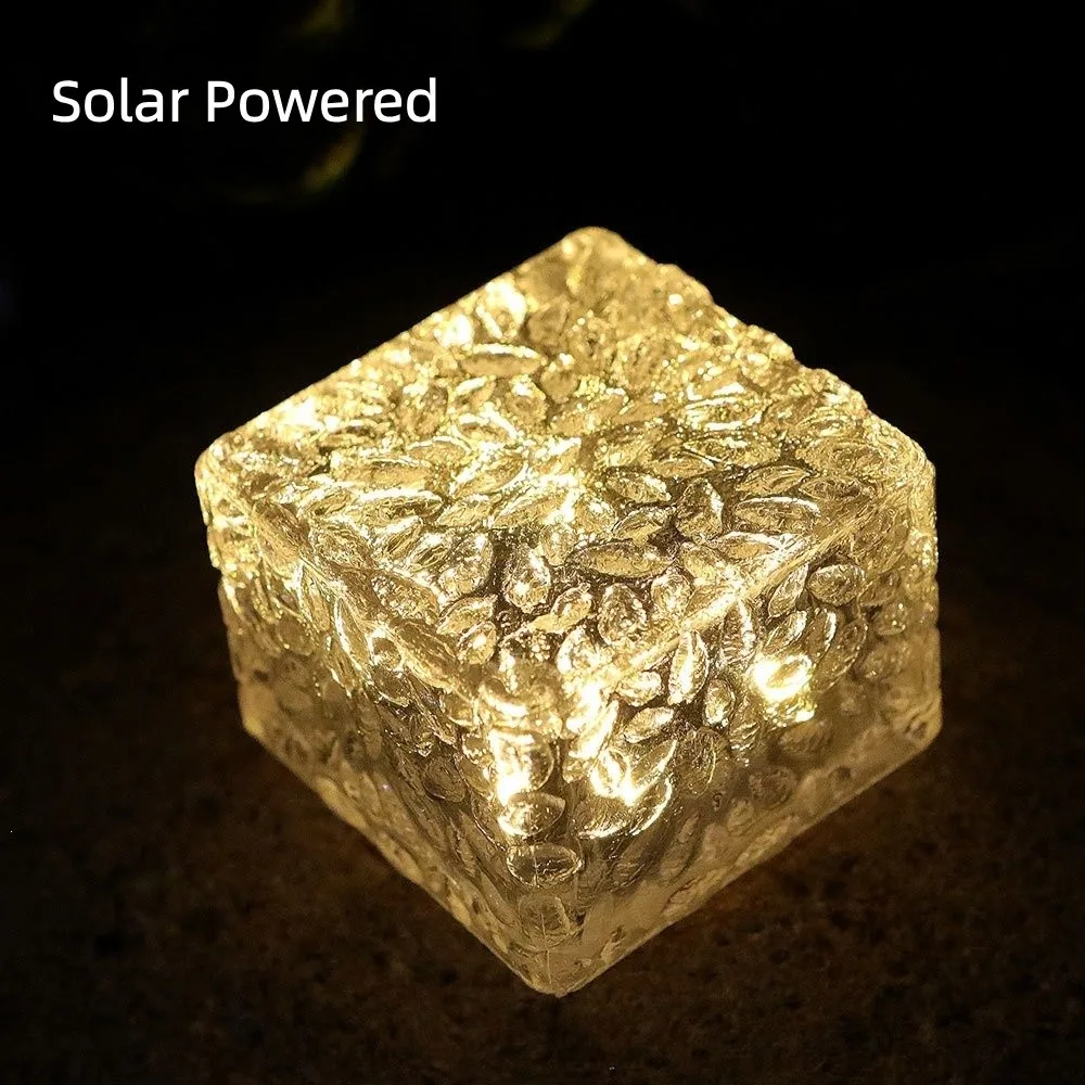 Solar Powered Solar Ice Brick Lights Rainproof Waterproof Solar Standing Lights Long-last Lighting Automatic