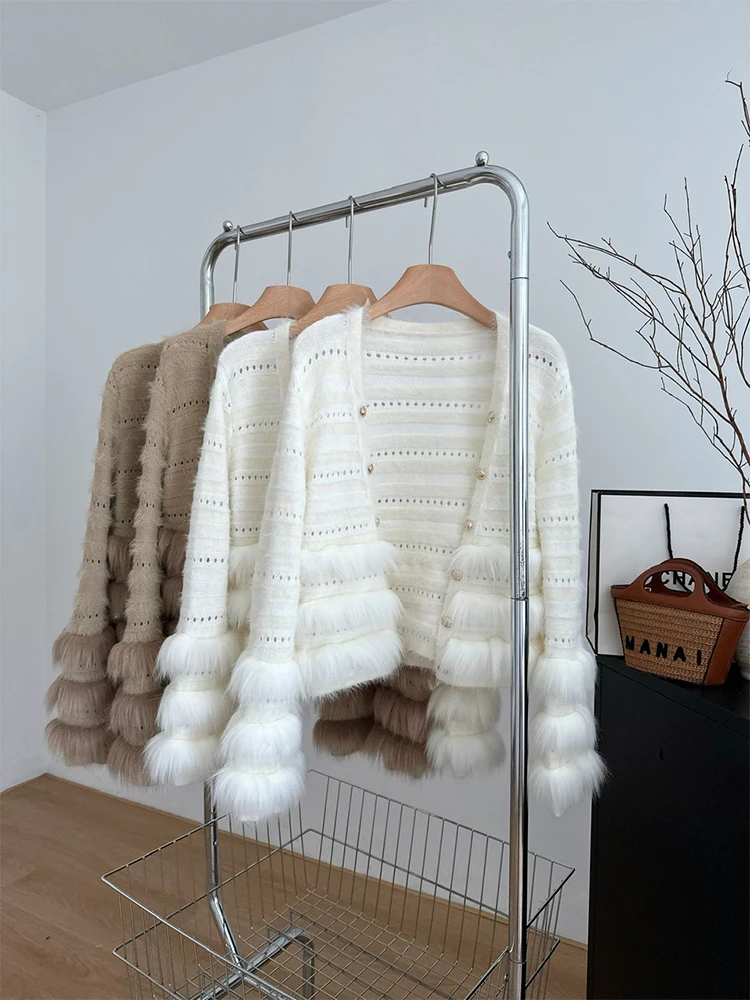 女性カーキカーディガンカシミヤセーター原宿韓国 Y2k 長袖高級モヘアセーターヴィンテージ 2000 年代の服秋 2025