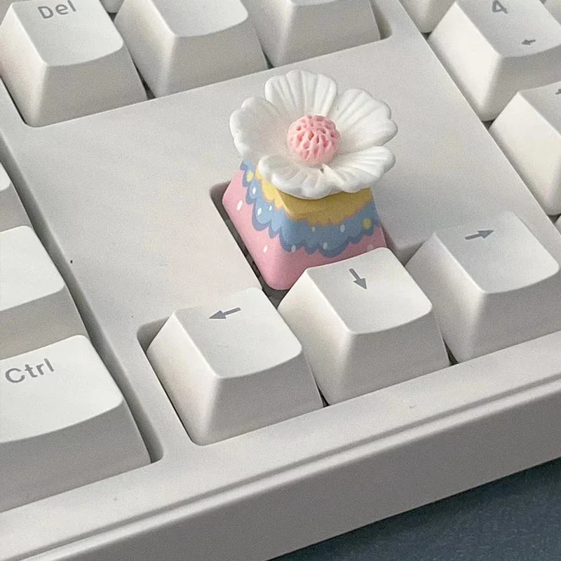 DIY Creative Pink Flower Keycaps Backlit Mechanical Keyboard Keycaps Handmade Custom Creative OEM Height Keycaps
