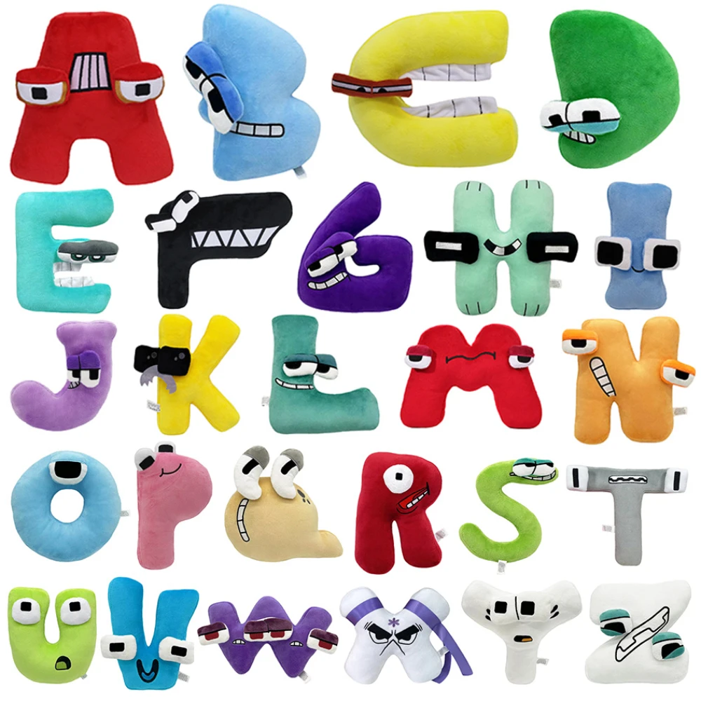 Hot Alphabet Lore Plush Toys Anime Doll Kawaii 26 English Letters Stuffed Toys Kids Enlightenment Montessori Plush Toy Doll Gift