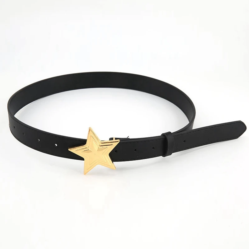 Ceinture cloutée en cuir PU pour femmes et hommes, punk, noir, pentagonal, étoile, décoration, mode, gothique, rock, sauvage, réglable, cadeau