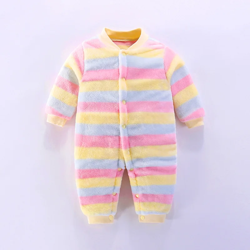 ملابس Winter Baby Warm Clothes BoyGirl Pure Colour Romper Infant Flannel Soft Fleece Newborn Jumpsuit One Piece Toddler Clothing