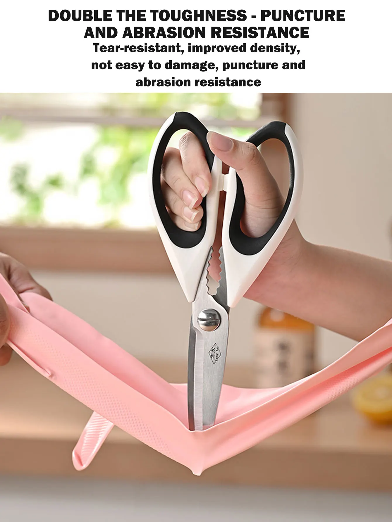 1/2/3 Pair Thick Waterproof Nitrile Latex Kitchen Cleaning Gloves - Non-Slip Grip for Kitchen, Laundry & Bathroom (Pink)