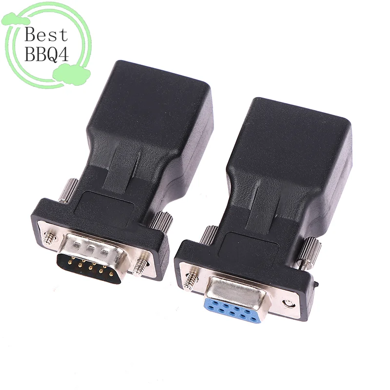 (BBQ4)1pcs DB9 RS232 Male/Female To RJ45 Female Adapter COM Port to LAN Ethernet Port Converter