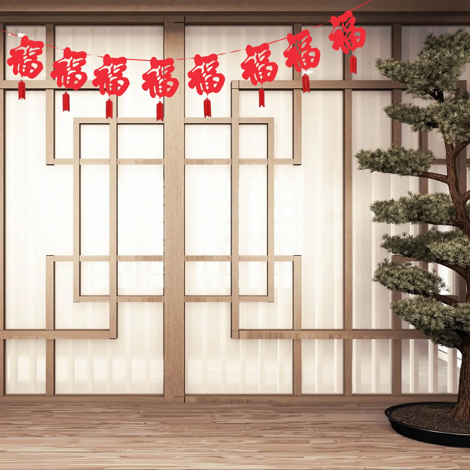 Pancarta de Año Nuevo, decoraciones de fiesta china, adorno colgante para puerta de cocina, escaleras, chimenea, celebración navideña, 5 uds.