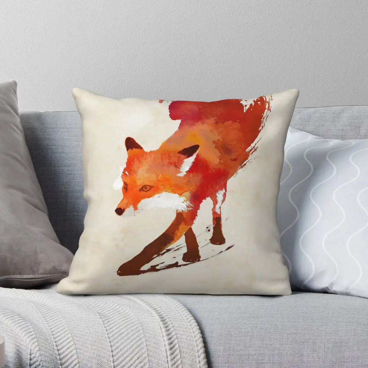 Red Vulpes Fox Square Pillowcase Polyester Linen Velvet Creative Zip Decorative Pillow Case Sofa Cushion Cover 45x45