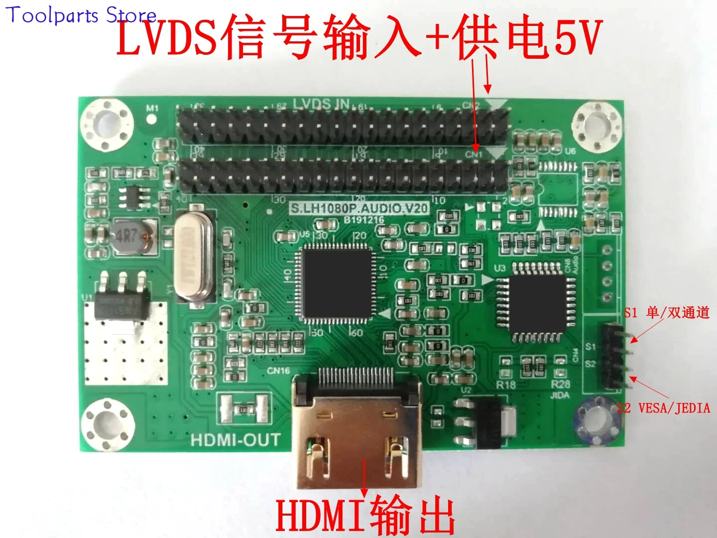 Placa adaptadora LVDS para HDMI, saída LVDS para HDMI, suporta vários padrões de resolução, 720P 1080P