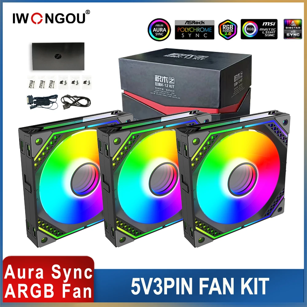 

Kit Fan Argb 120mm Ventilador IWONGOU uni Fan 4Pin Aura Sync Cooler for PC Case Unlimited Space Computer Cooling Controller