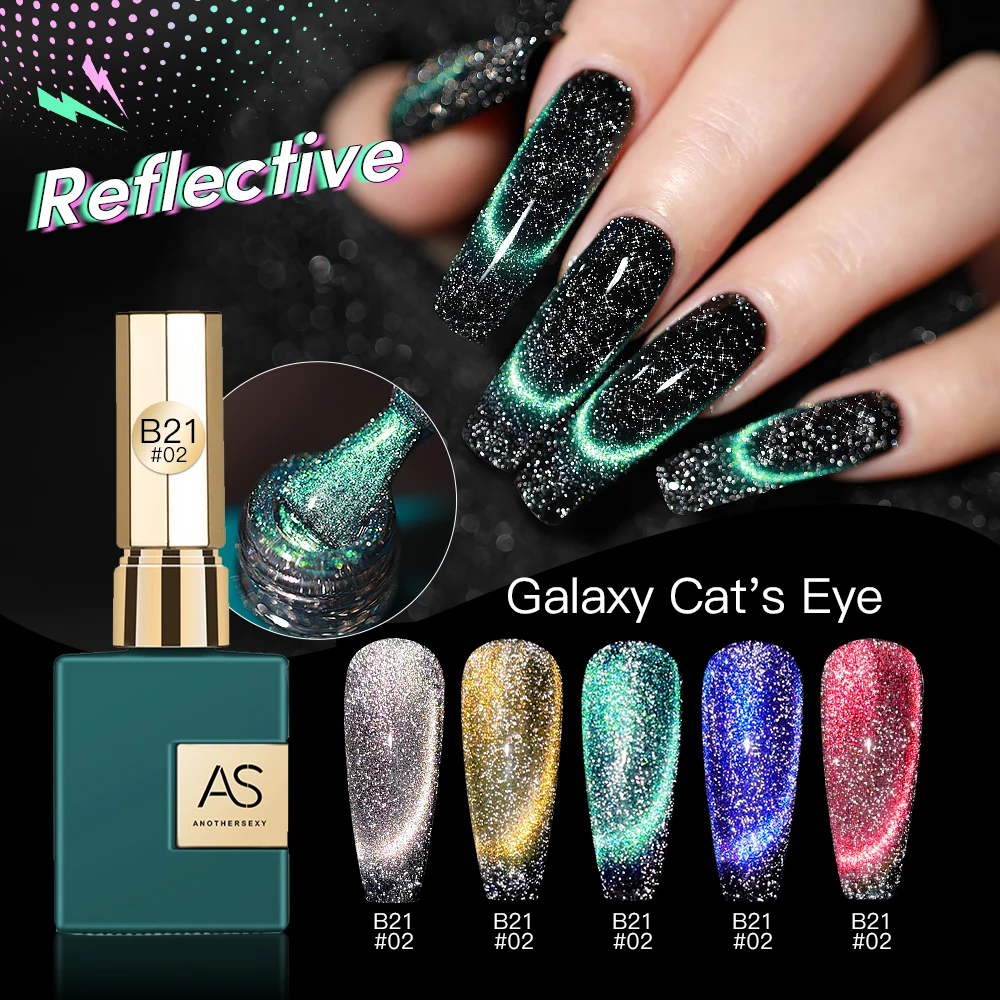 AS 15ml Cat Magnetic Gel Nail Polish 9D Cat Eye Reflective Semi Permanent Glitter Nail Art Galaxy Varnish Need Black Gel Base