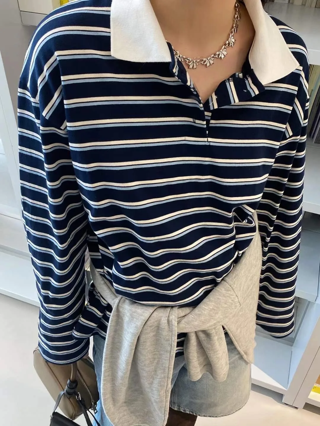 Шикарный осенний новый свободный базовый слой Sle Ne Long Sve, полосатый женский топ Agel Faion, модный весенне-осенний топ для поездок на работу