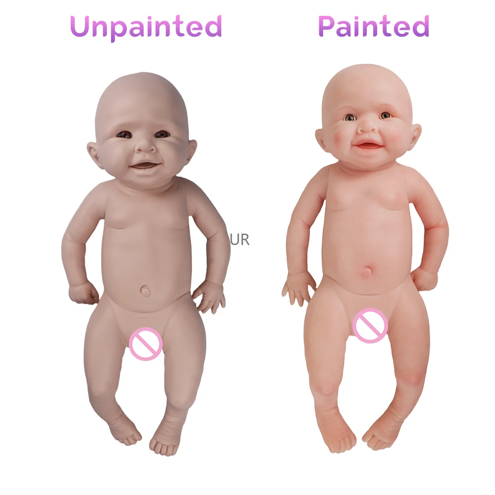 

Unpainted Smiley Face Soft 19 Inch 47Cm Full Solid Silicone Open Eyes Reborn Newborn Infant Baby Girl Doll Festival Gift 6.6Lbs