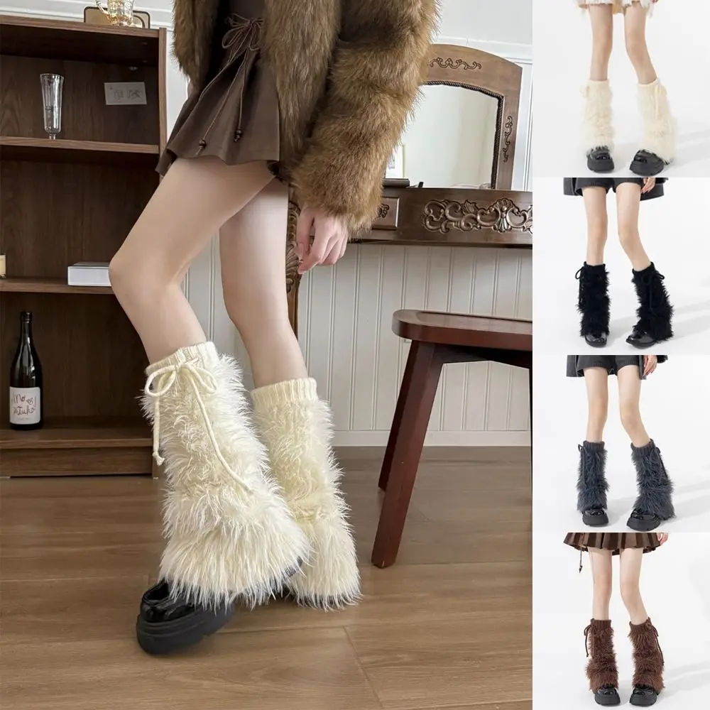 

Cozy versatile Leg Guards Furry Warm Furry Leg Warmers Thickened Y2K Imitation Mink Leggings Winter Season for Women