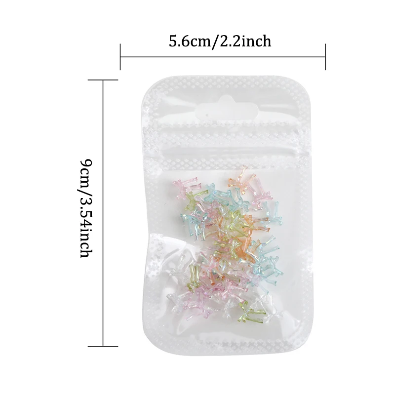 50 ชิ้นที่มีสีสันโบว์เล็บ Charms เล็บอุปกรณ์เสริมศิลปะภาพลวงตา AB สีเรซิ่นริบบิ้น Bows เล็บตกแต่ง Charm