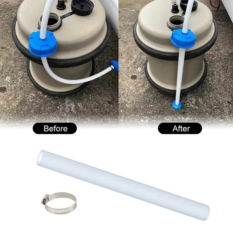 1 Set 35cm White Plastic Pipe Stainless Steel Clips Kits Caravan Water Inlet Hose Pipe Straightener For Hog Truma Whale
