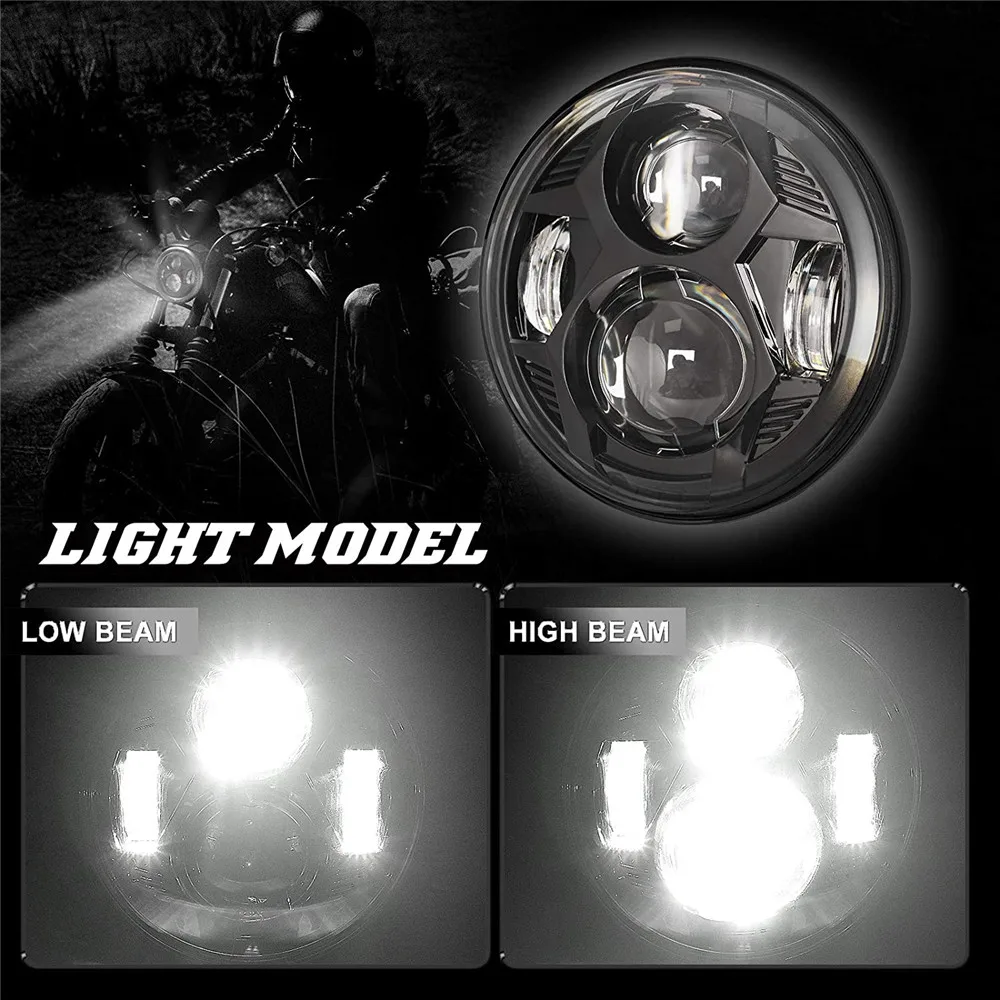 5.75 Inch LED Headlight With Hi-Lo Beam For Harley XL 883 1200 FXCW, FXCWC, FXS, FXSB, FXSBSE Headllamp 5.75\