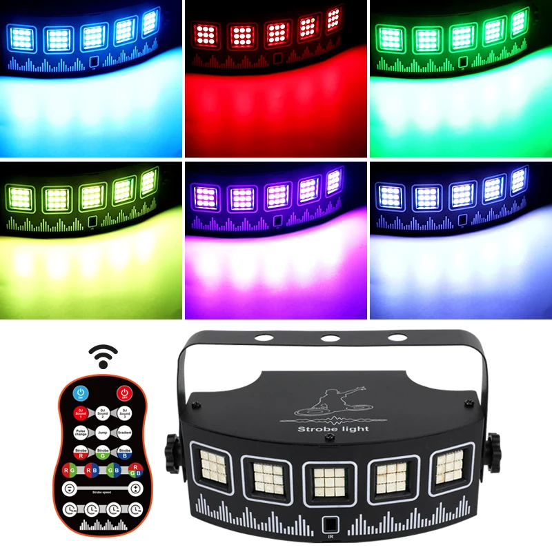 YUER NEW LED RGB Strobe Light Disco DJ Party Holiday Christmas Club Bar Sound Activated Flash Gradient Stage Lighting Effect