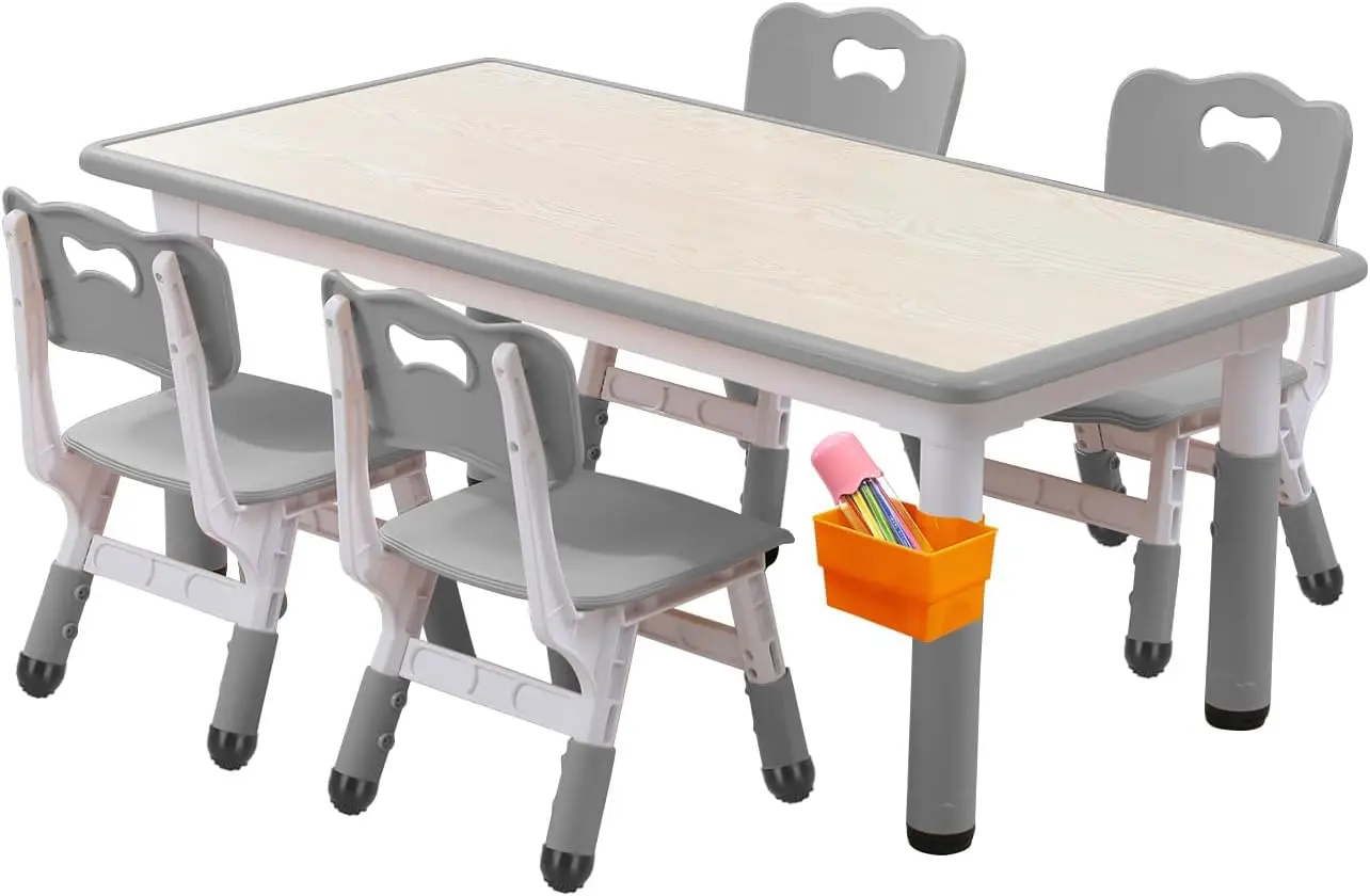 Kids Table and Chair Set, Adjustable Table, Toddler Non-Slip Table Legs&Organizer Graffiti Desktop Suitable for Kids Table