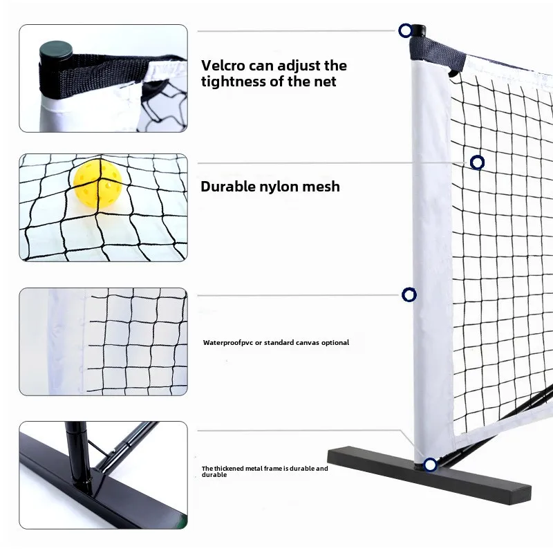 Sistema di rete da pickleball portatile Rete da tennis per attrezzatura con supporto per struttura in metallo da badminton 6,7 m