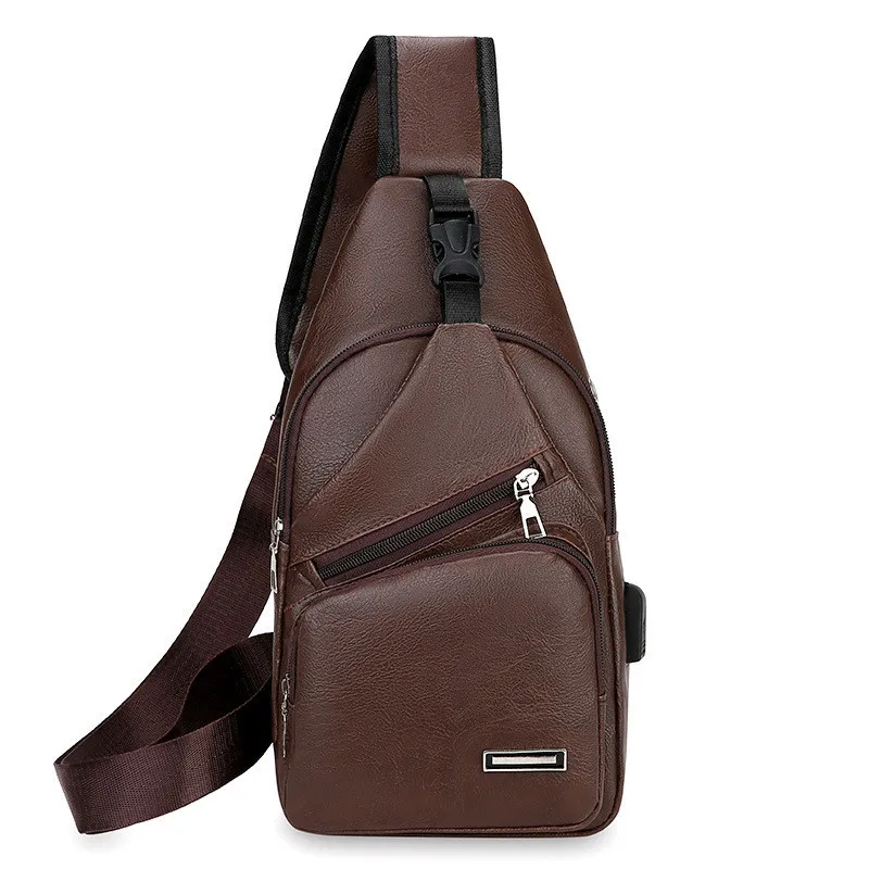 Pu Heren Eenvoudige Effen Kleur Borsttas Sport Draagbare Grote Capaciteit Casual Messenger Bag