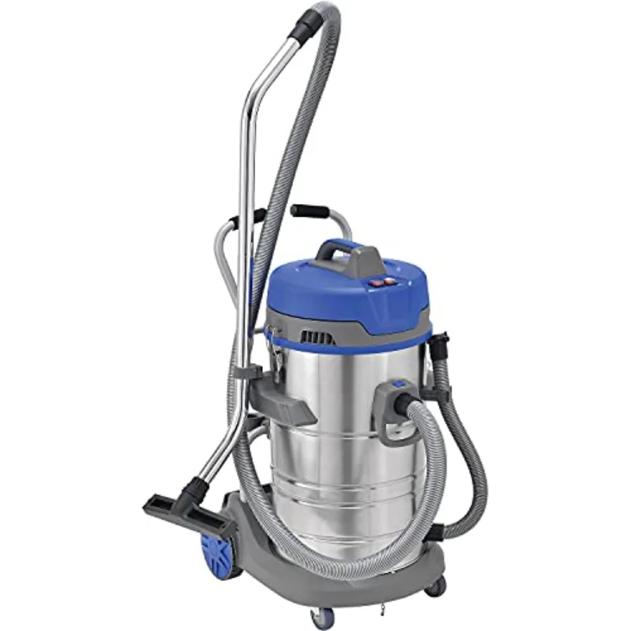 

Commercial HEPA Wet Dry Vacuum with On-Board Storage and Tool Kit Stainless Steel 21 Gallon Capacity 120 CFM