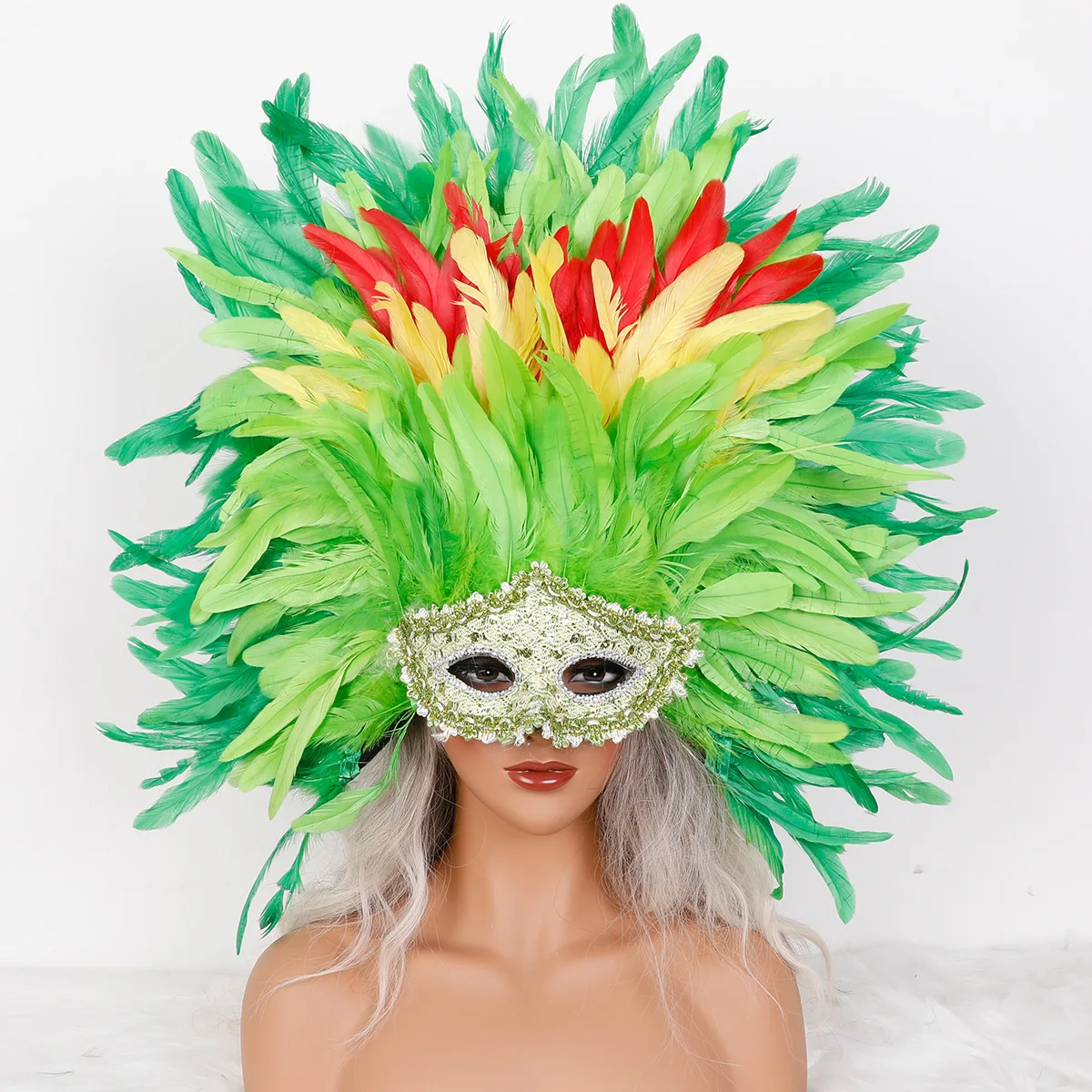 Venice High-end Feather Half Face Mask Removable Halloween Carnival Night Role Playing Props Graduation Party Role Playing