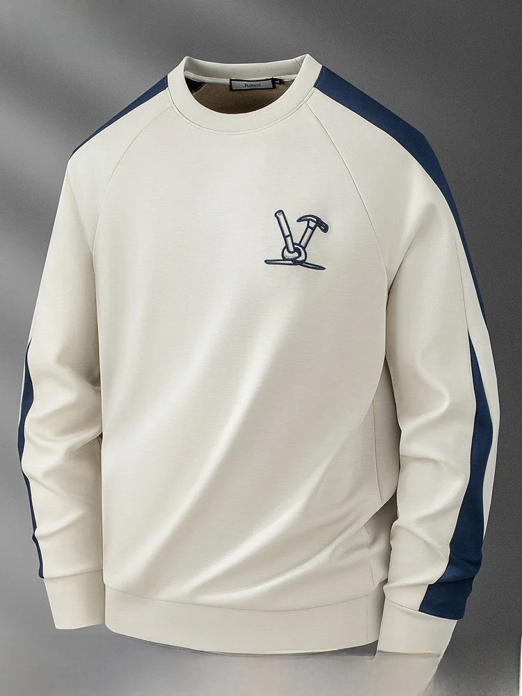 

Мужской свитер из хлопкового трикотажа с вышивкой в осенних тонах, классический повседневный, высококачественный, с длинным рукавом