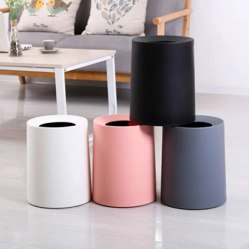 Nordic Creative Simple  Trash Can Japanese Style Home Living Room Bathroom Uncovered Double Large Office Paper bucket YHJ120507