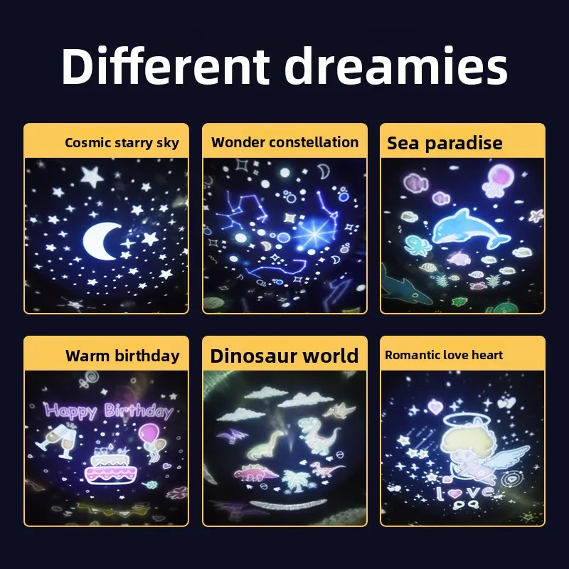 Mainan proyektor bintang untuk anak-anak, lampu kamar tidur mimpi langit berbintang, hadiah ulang tahun romantis berputar untuk anak perempuan