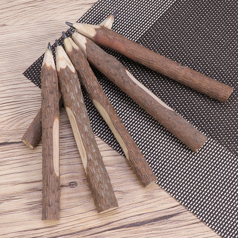 10Pcs Natural Wooden Pencils Branch Pencils Bark Pencils Wooden Tree Rustic Twig Pencils Gift for Preschooler Toddler Stationery