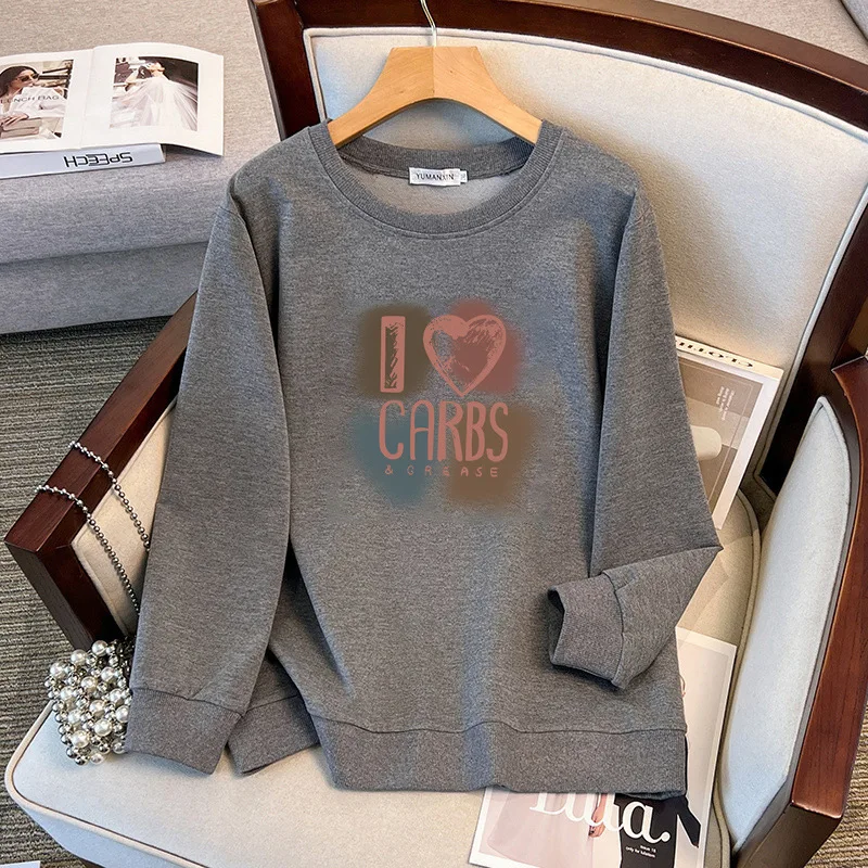 Picture 3: 175Kg Plus Size Women's Bust 170 Autumn Loose Round Neck Long Sleeved Printed Sweatshirt Black Gray 4XL 5XL 6XL 7XL 8XL 9XL