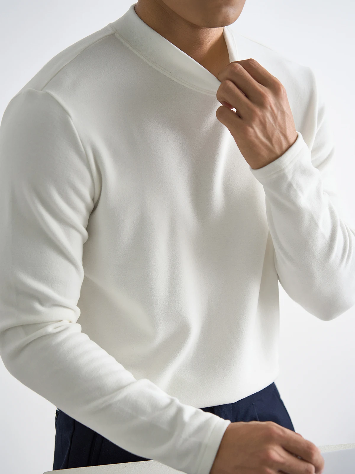 

Winter Thiened Warm Double-sided Floing German Velvet Men's Base irt f High Collar Long Sve T-irt Faion Urban...