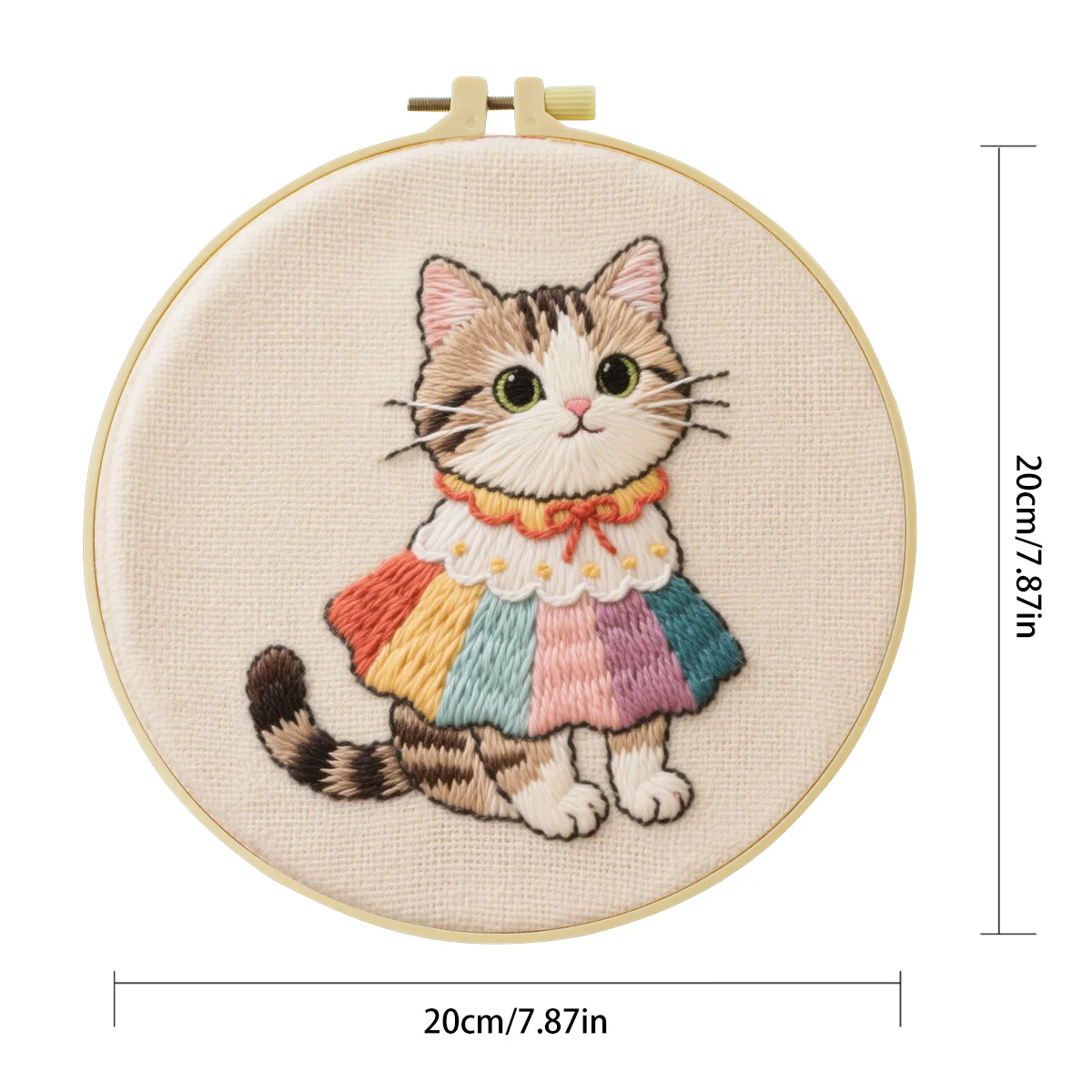 1 Stück 20x20 cm/7,87 Zoll Niedliches Katzen-Stickerei-Starter-Kit DIY-Set für Anfänger Heimdekoration Nähkunst – Detail 4