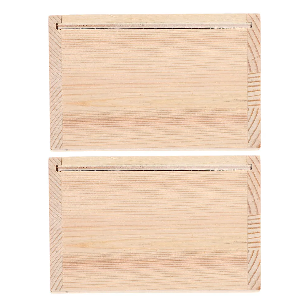 2Pcs Elegant Wooden Treasure Box with Slide Lid Unfinished Wood Surface Soft Interior Padding Jewelry Organizer Necklace