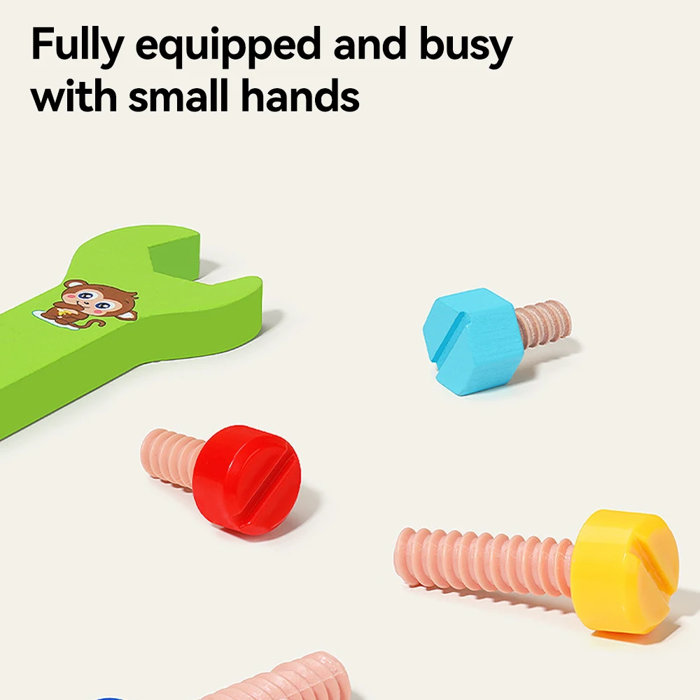 Kinder-Werkzeugkasten Kreatives DIY-Spielzeug Schrauben- und Muttern-Entfernungs-Set Holzbausteine für Jungen und Mädchen mit Aufbewahrungsbox für Kinder von 3-6 Jahren – Detail 9
