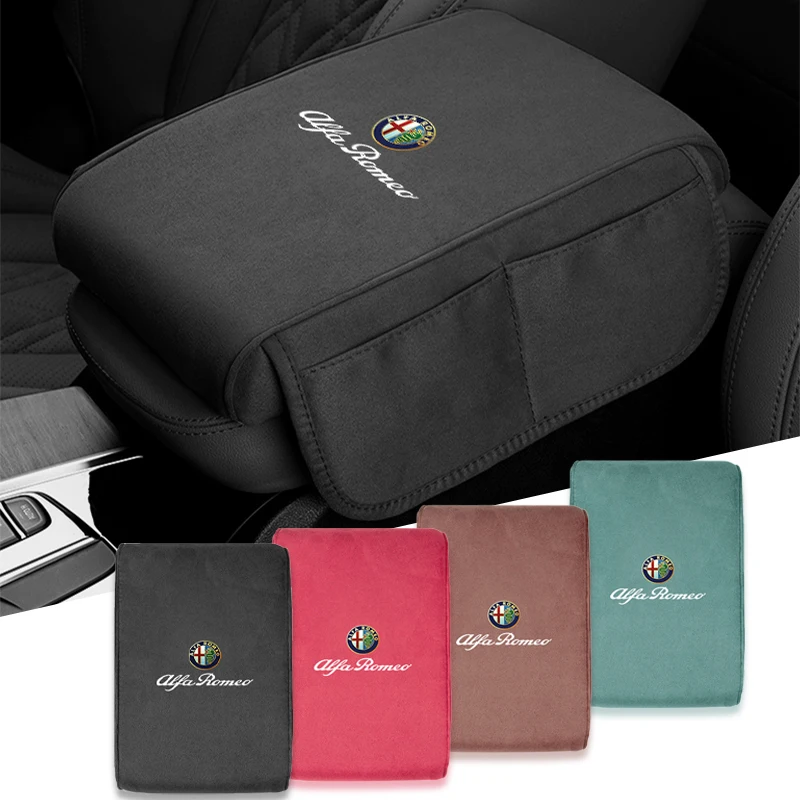 

2026 Hot Sticker Suede Car Armrest Box Pad Auto Armrest Mat High-end Accessorie For Alfa Romeo 4C 159 166 Spider Giulia Giuliett