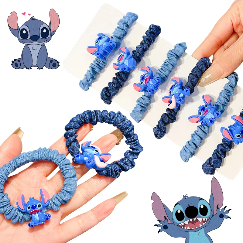 

Disney Stitch Hair Strap Hair Clip Hair Strap Cotton Strap Fashion High Elasticity Rubber Band Anime Ponytail Girl Headwear