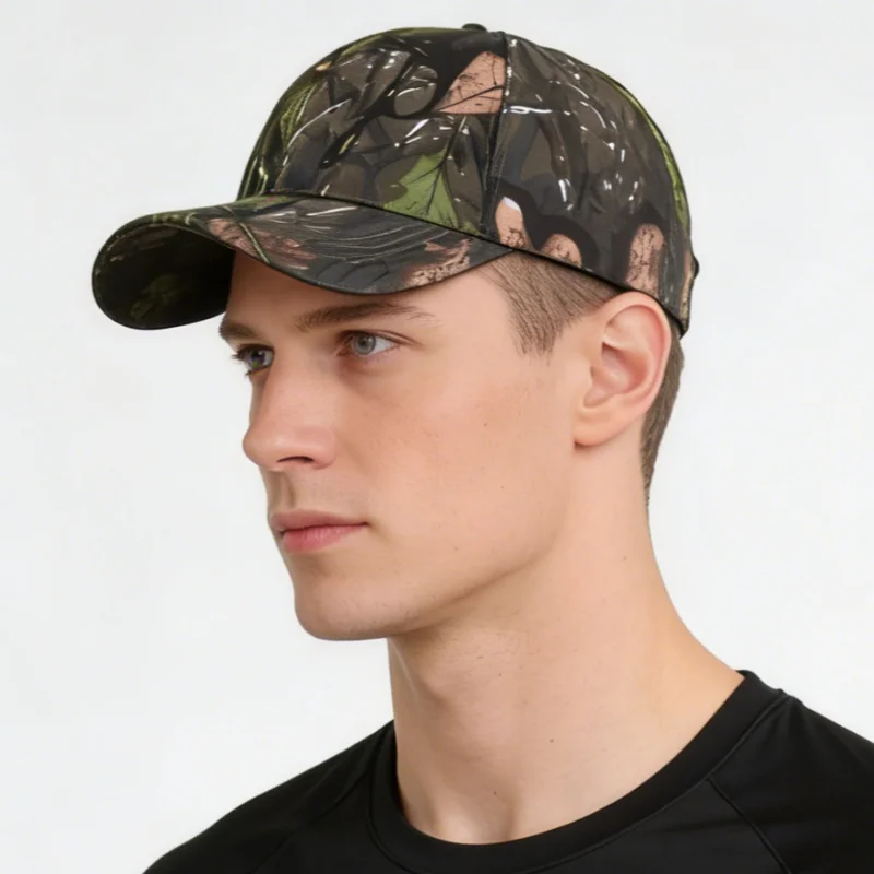 Men‘s Adjustable Baseball Cap Summer Sunscreen Hat Jungle Leaves Camo Camping Hiking Fishing Caps