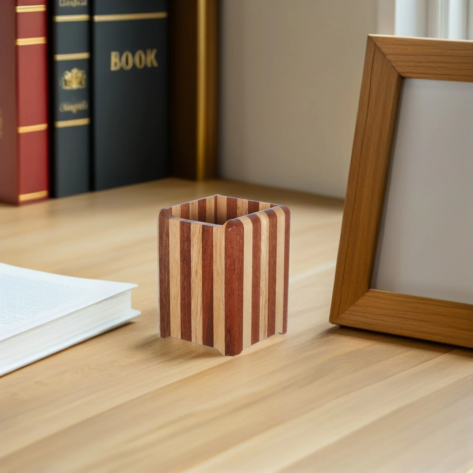 

Retro Wooden Pen Holder Makeup Brush Pencil Cup Desk Organizer Stationery Pot Desktop Decorative Paint